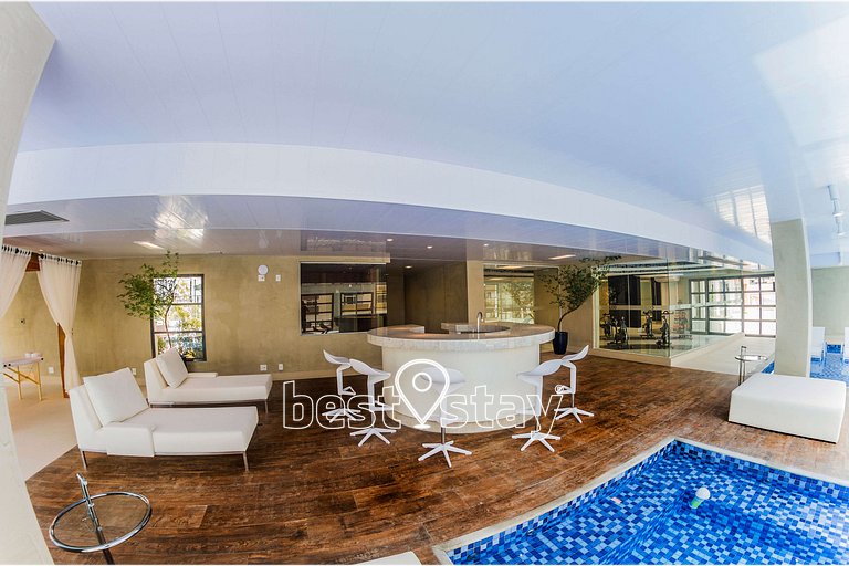 i203A- Studio Luxo, Ar Condicionado e Garagem