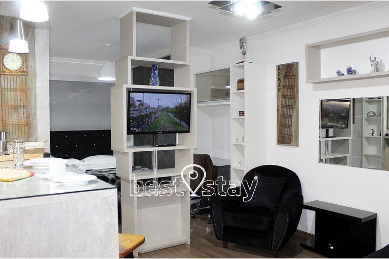 i203A- Studio Luxo, Ar Condicionado e Garagem