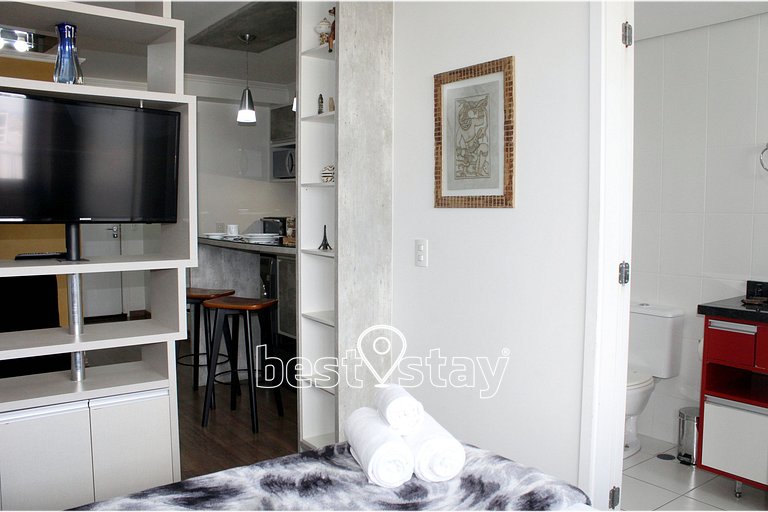 i203A- Studio Luxo, Ar Condicionado e Garagem